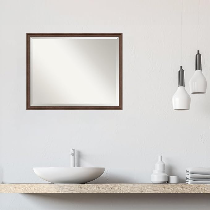 Amanti Art Brown Wall Mirror 24x30 Florence Medium Brown Rectangle Bathroom - Image 6