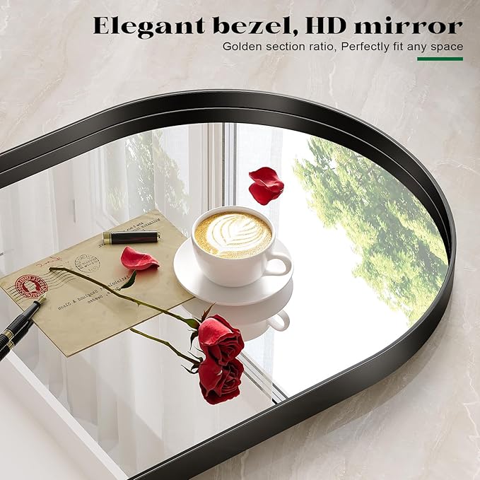 2 Pack Black Oval Mirror, Modern Vanity Pair Mirror - Image 5