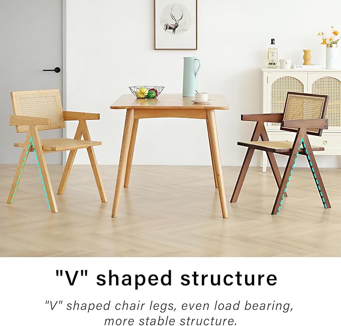 Tiita Rattan Accent Chairs, Mid Century Modern Dining Chairs Set of 2, Bamboo - Image 6