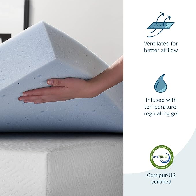 LUCID 4 Inch Gel Memory Foam Mattress Topper-Ventilated Design-Ultra Plush-Twin - Image 2