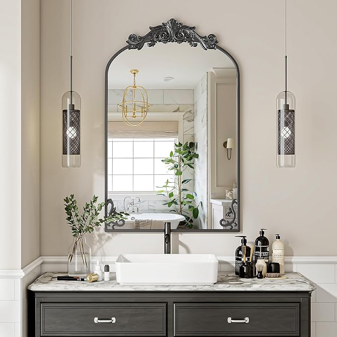 26x38 inch Vintage Arched Bathroom Mirror - Image 9