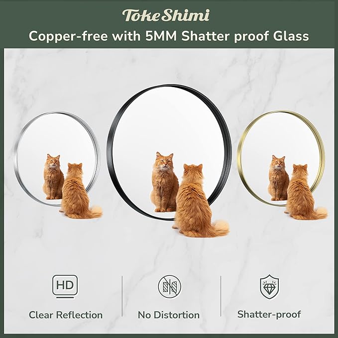 TokeShimi Black Round Mirror 36 Inchs Wall Mounted Black Circle Bathroom Mirror - Image 5