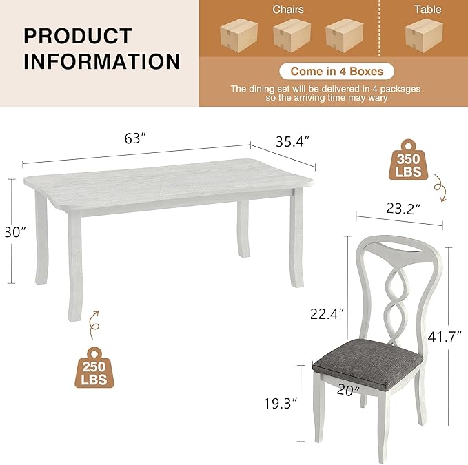 7-Piece Solid Wood Dining Table Set - Image 9