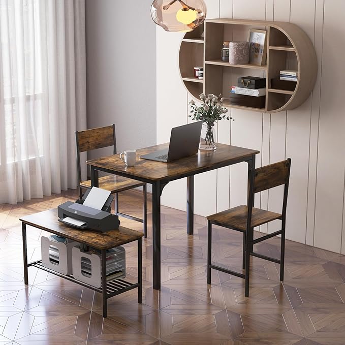 Tangkula Dining Table Set for 4, Kitchen Table and 2 Chairs for 4 - Image 3