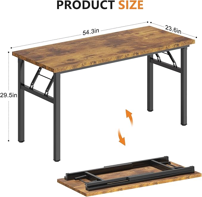 DlandHome Large Computer Desk, Folding Desk, Decent and Steady Home Office - Image 3