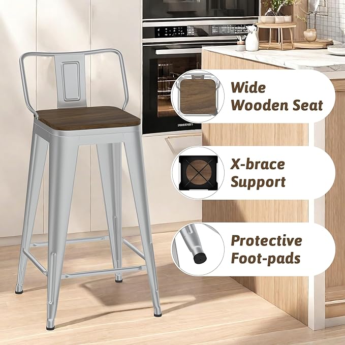 30 Inch Swivel Bar Stools Set of 4, Counter Height Bar Stools - Image 5