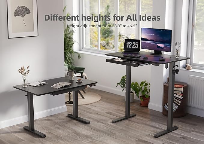 YDN Standing Desk with Drawers, 48 x 24 Inch Adjustable Height Stand Up Desk - Image 6