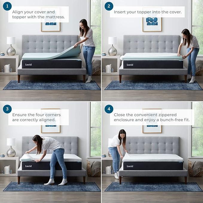 LUCID 2 Inch Gel Memory Foam Mattress Topper - Image 5
