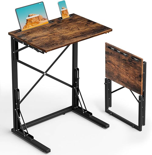 21''Wx28''H Folding TV Tray for Eating, Small Foldable C-Shaped Tray Table by Evermagin