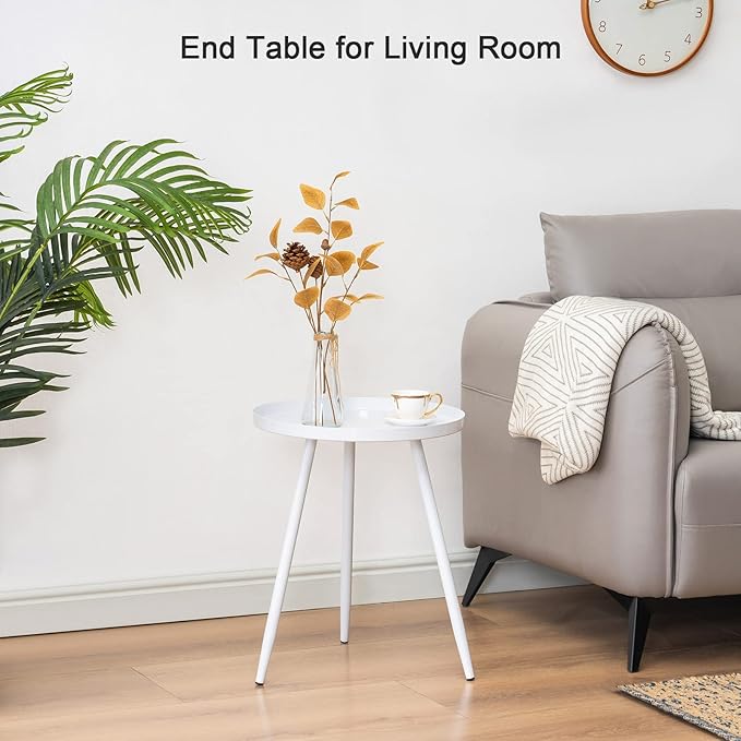 Apicizon 16" Round Side Table Set of 2, Mid Century Modern Coffee Table or - Image 5