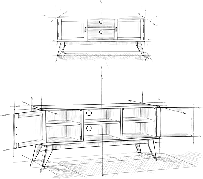 SIMPLIHOME Draper SOLID HARDWOOD 60 inch Wide Mid Century Modern TV Media Stand - Image 14
