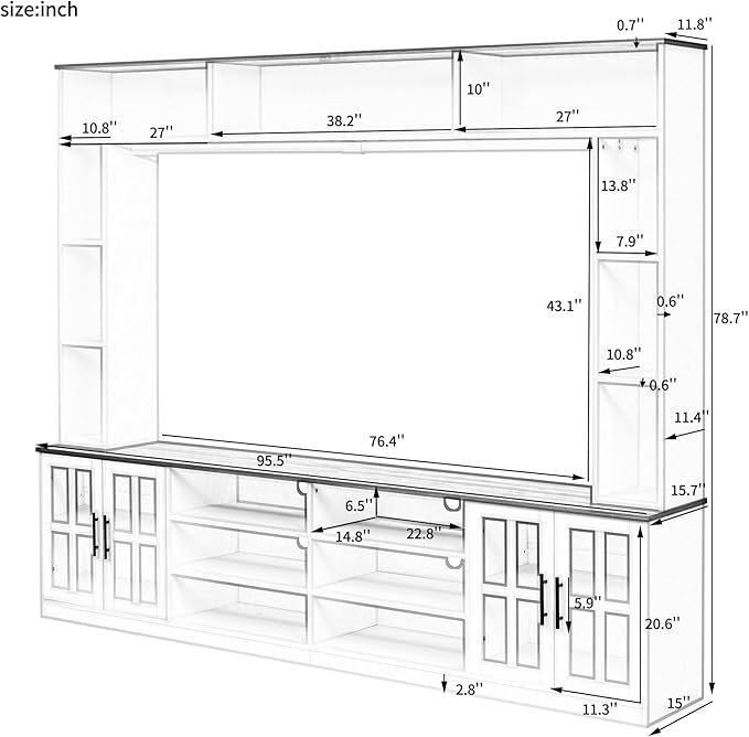 95.5" Entertainment Wall Unit Set - Image 2