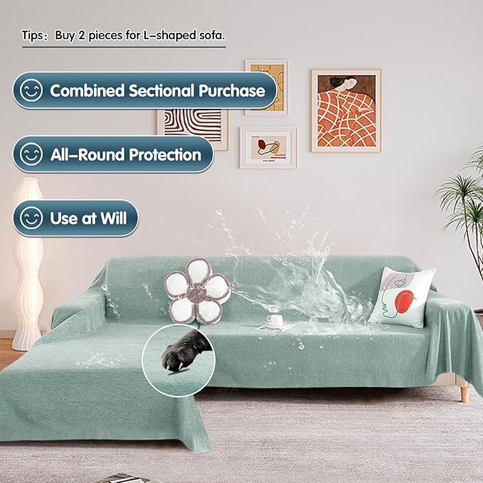 STACYPIK Light Green Waterproof Couch Cover, Anti-Scratch Resistant Sofa Cover - Image 8