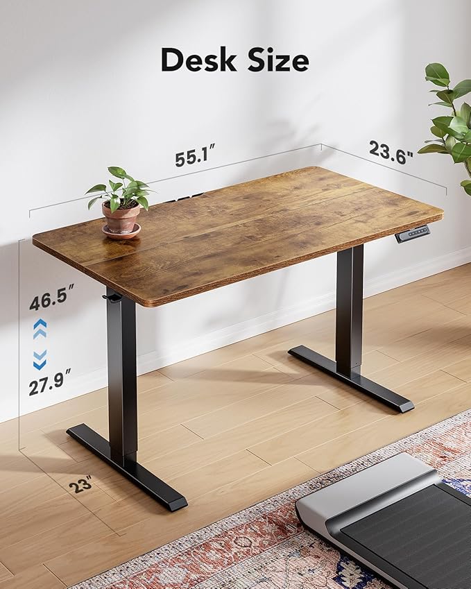 HUANUO 55" x 24" Electric Standing Desk Adjustable Height, 4 Memory Height - Image 3