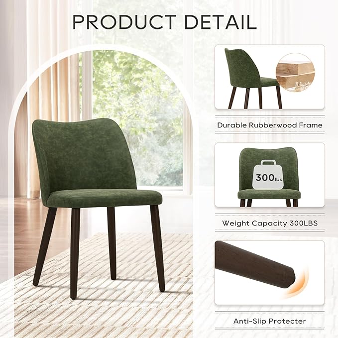 COLAMY Upholstered Dining Chairs Set of 4, Modern PU Leather Dining Room - Image 4