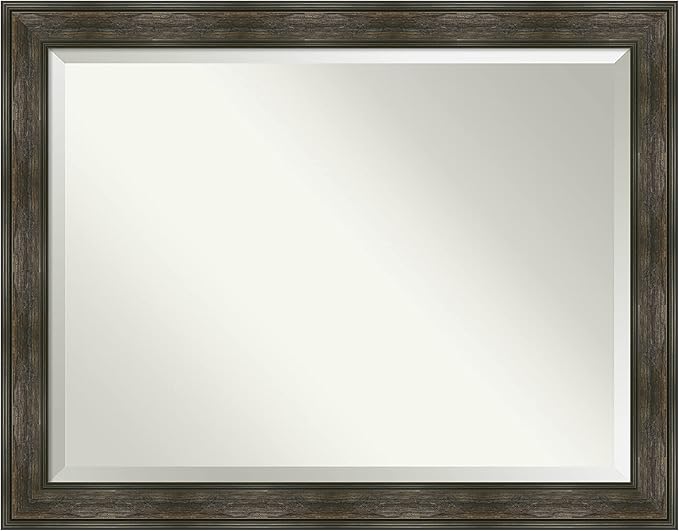 Amanti Art Brown Wall Mirror 36x46 Rail Rustic Char Rectangle Bathroom Mirror by AmantiArt