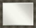 Amanti Art Brown Wall Mirror 36x46 Rail Rustic Char Rectangle Bathroom Mirror by AmantiArt