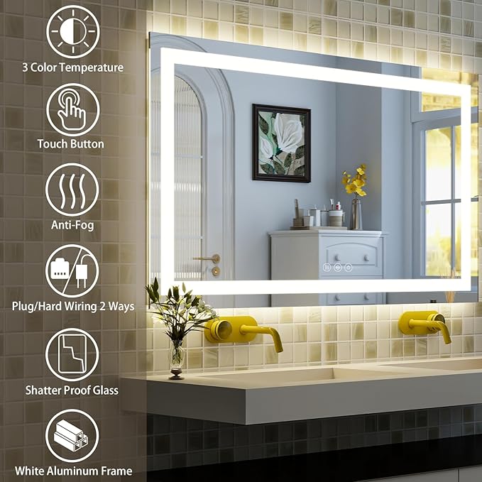 55'' x 30'' LED Bathroom Mirror - Image 3