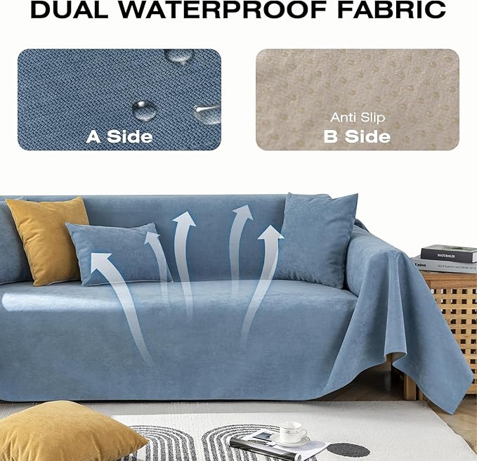 STACYPIK Blue Waterproof Blue Couch Cover, Sofa Cover - Image 8