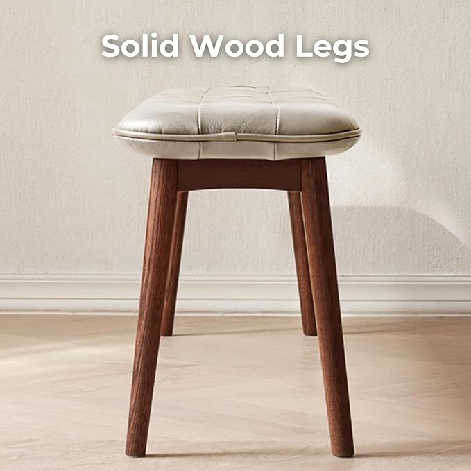 Upholstered Bench, 51.18 in Natural Oak Wood - Image 5