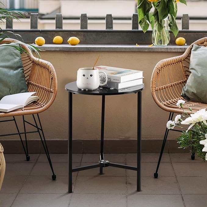 1 Pack 13" Metal Outdoor Side Tables Small Black Outside End Table - Image 2
