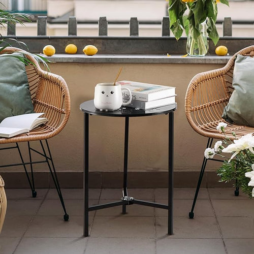 2 Packs 13" Metal Outdoor Side Tables Small Black Outside End Table - Image 2