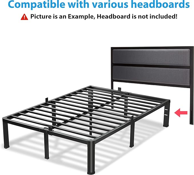 20 Inch Full Size Bed Frame, 3500Lbs Heavy Duty Metal Platform - Image 7