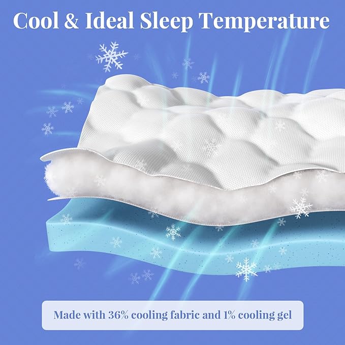 OhGeni Cooling 4 inch Dual Layer King Mattress Topper, 2 inch Cooling Gel - Image 2