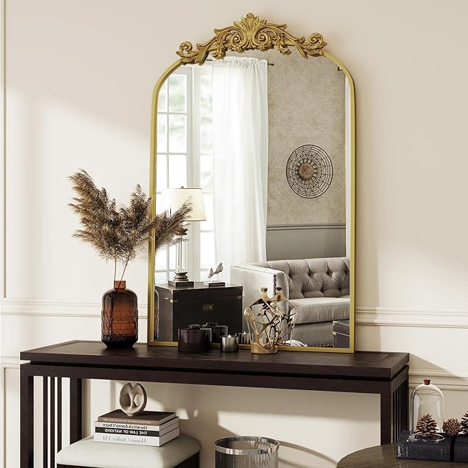 Vintage Arched Bathroom Mirror, 24x36 Inch Retro Wall Mounted Vanity Mirror - Image 5