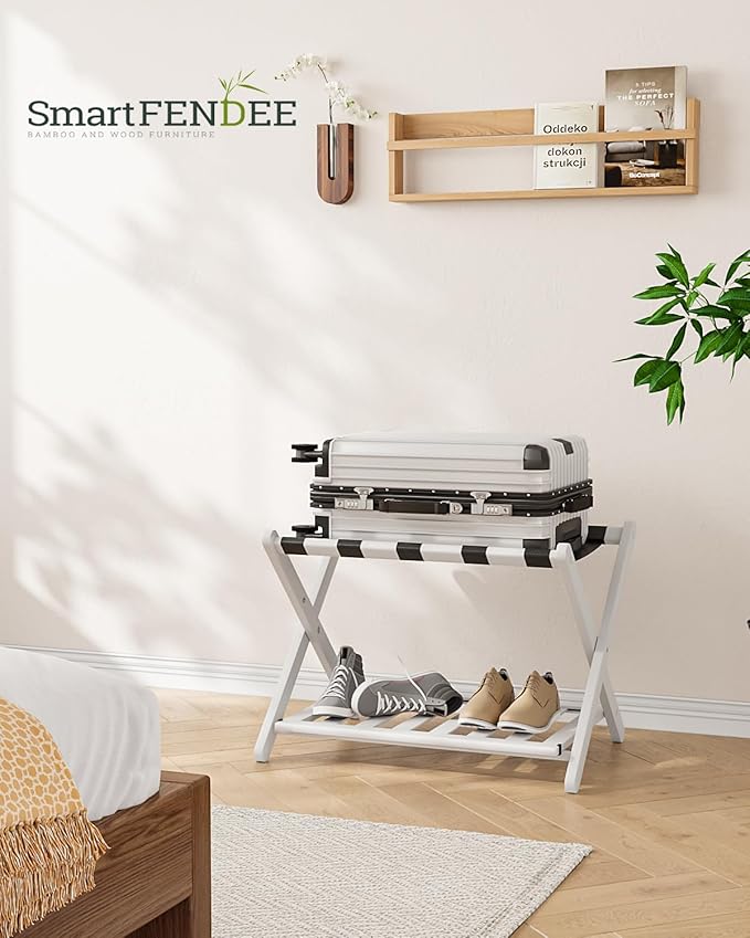 2 Packs Fully Assembled White Luggage Racks - Image 6