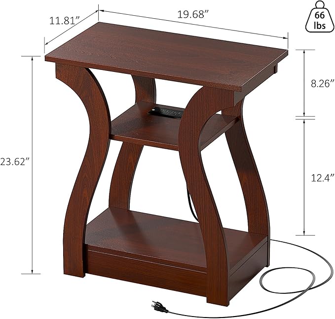 End Tables Living Room Set of 2, Cherry End Table - Image 3