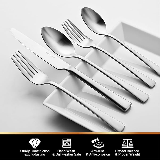 KINGSTONE 30-Piece Silverware Set, 18/10 Stainless Steel Flatware Set - Image 4