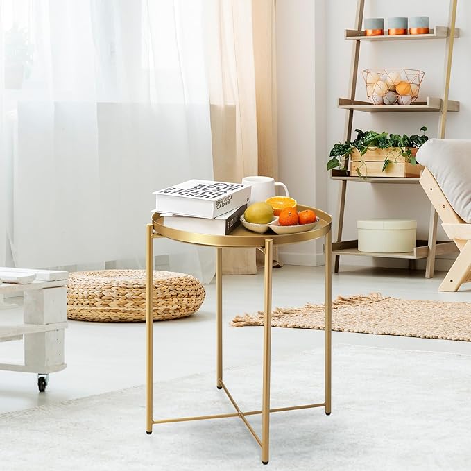 danpinera Gold Side Table 2 Pack, End Table - Image 2
