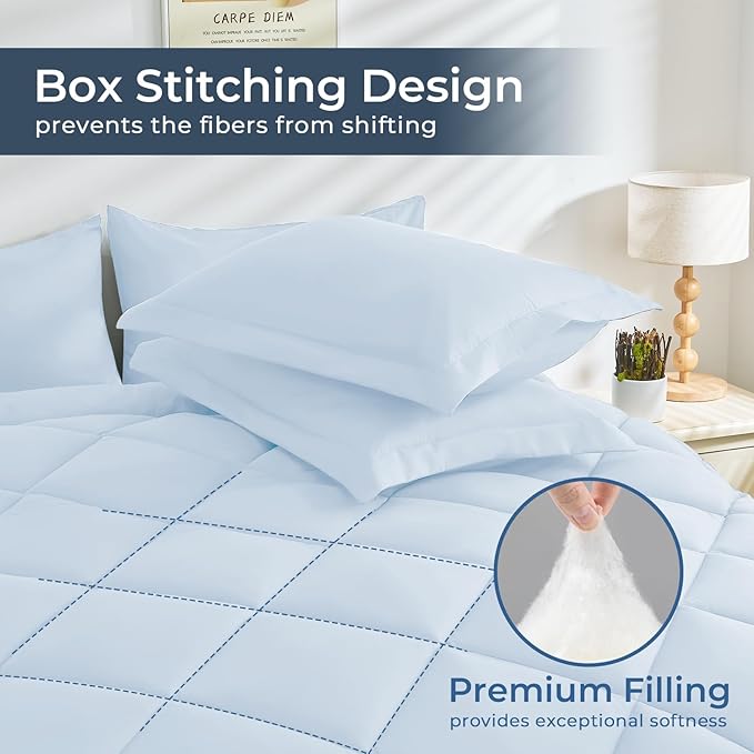 HEVUMYI Light Blue Twin Comforter Set - Image 4