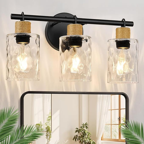 2025 Upgrade Bathroom Light Fixtures, 3-Light Coastal Vanity Lights by Bathroomlightfixtures