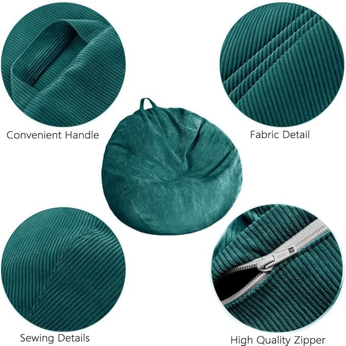Stuffed Animal Storage Bean Bag Chair Cover Washable Ultra Soft Corduroy Bean - Image 4