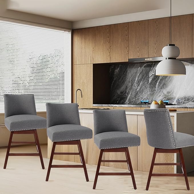 Counter Height Barstools Set of 2, 360° Swivel Bar Stools - Image 9