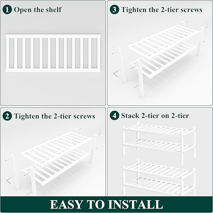 Smiry Shoe Rack, 4 Tier Bamboo Shoe Organizer, Stackable Free Standing Wooden - Image 6