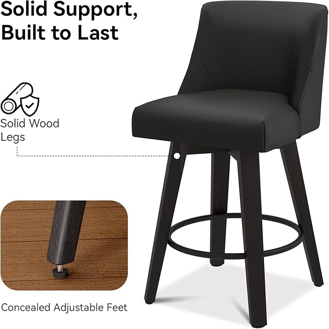Counter Height Swivel Bar Stools Set of 2, 26 Inch Bar Stools - Image 7
