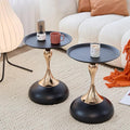 Modern Round Side Table with Gold Pedestal Base, Accent End Table by Unknown