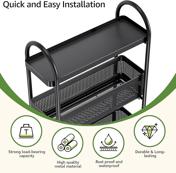 KINGRACK 4-Tier Slim Storage Cart - Image 3