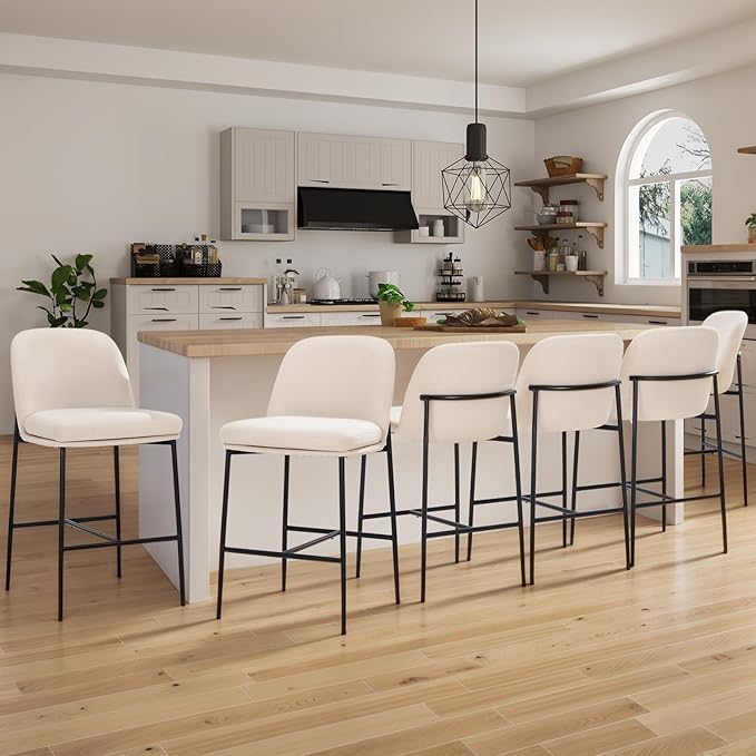 COLAMY Counter Height Bar Stools Set of 6, 25 Inch Modern Fabric Kitchen Island by COLAMYINC