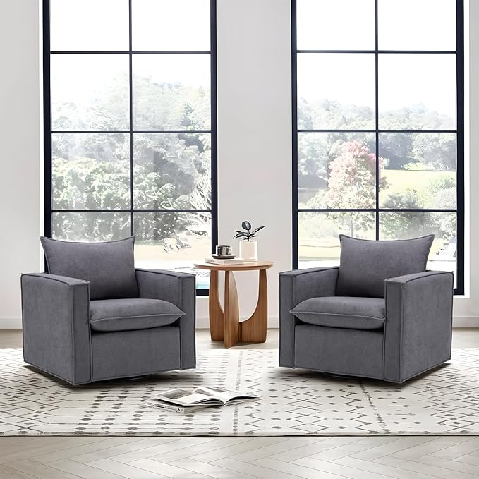 Swivel Accent Chair, 34 Inches Wide Upholstered Arm Chair - Image 6