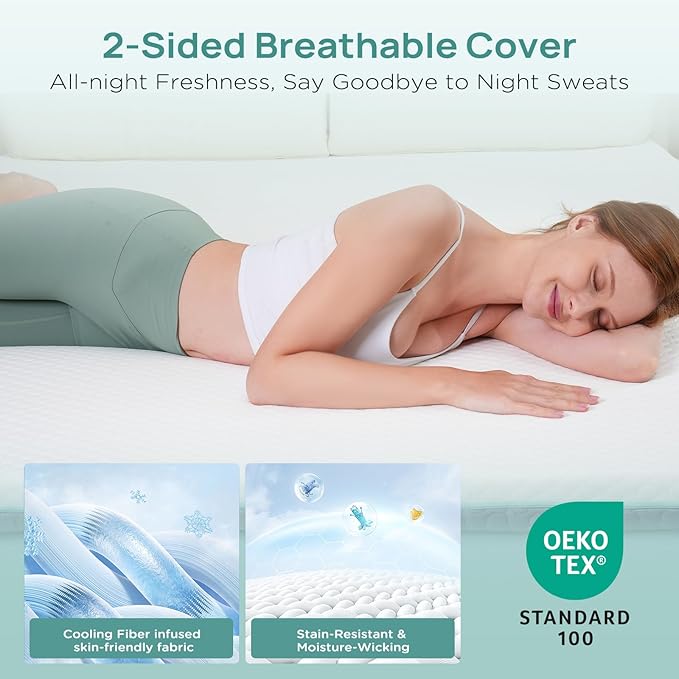 2 Inch Memory Foam Mattress Topper California King, Soft Mattress Topper - Image 4