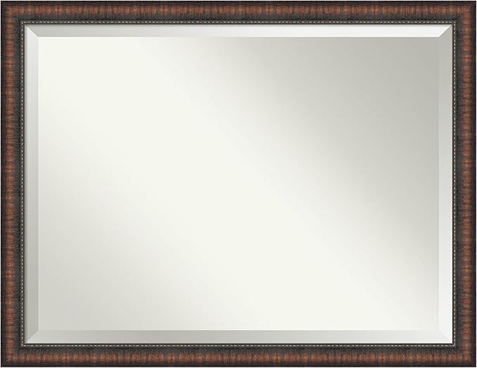 Amanti Art Brown Wall Mirror 34x44 Caleb Brown Rectangle Bathroom Mirror by AmantiArt