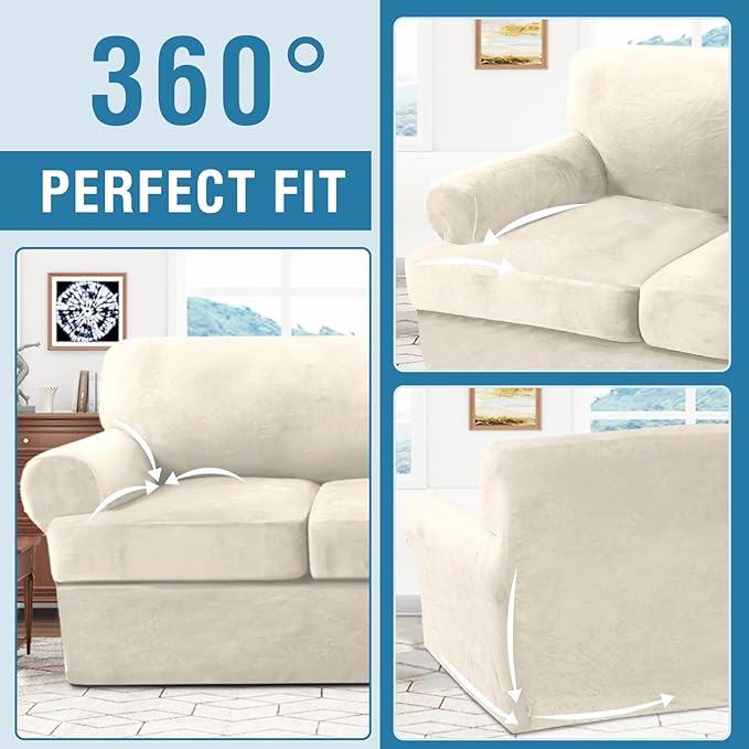 H.VERSAILTEX Sofa Cover 3 Piece T Cushion Sofa Slipcovers Thick Velvet Couch - Image 7