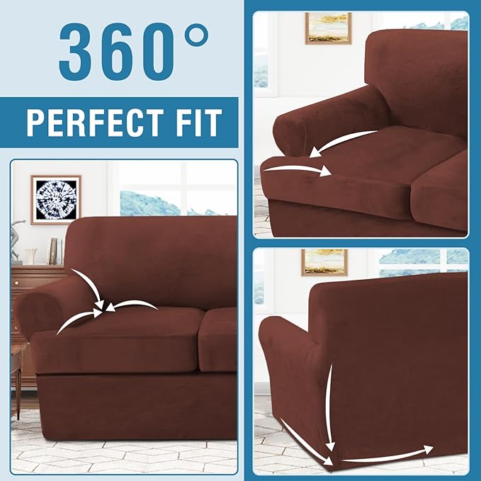 H.VERSAILTEX Sofa Cover 3 Piece T Cushion Loveseat Slipcovers Thick Velvet - Image 7
