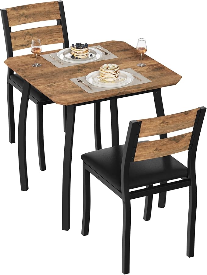 Small Dining Table Set for 2, 3-Piece Kitchen Table Set by IDEALHOUSE