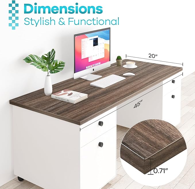 Kaboon Universal Tabletop 45"x20", Solid One-Piece Melamine Table Top, L-Desk - Image 3