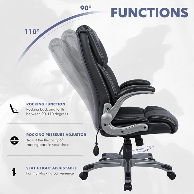 COLAMY High Back Executive Office Chair- Ergonomic Home Computer Desk Leather - Image 6